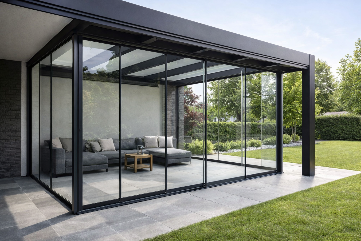 3-spoor rails met helder glas